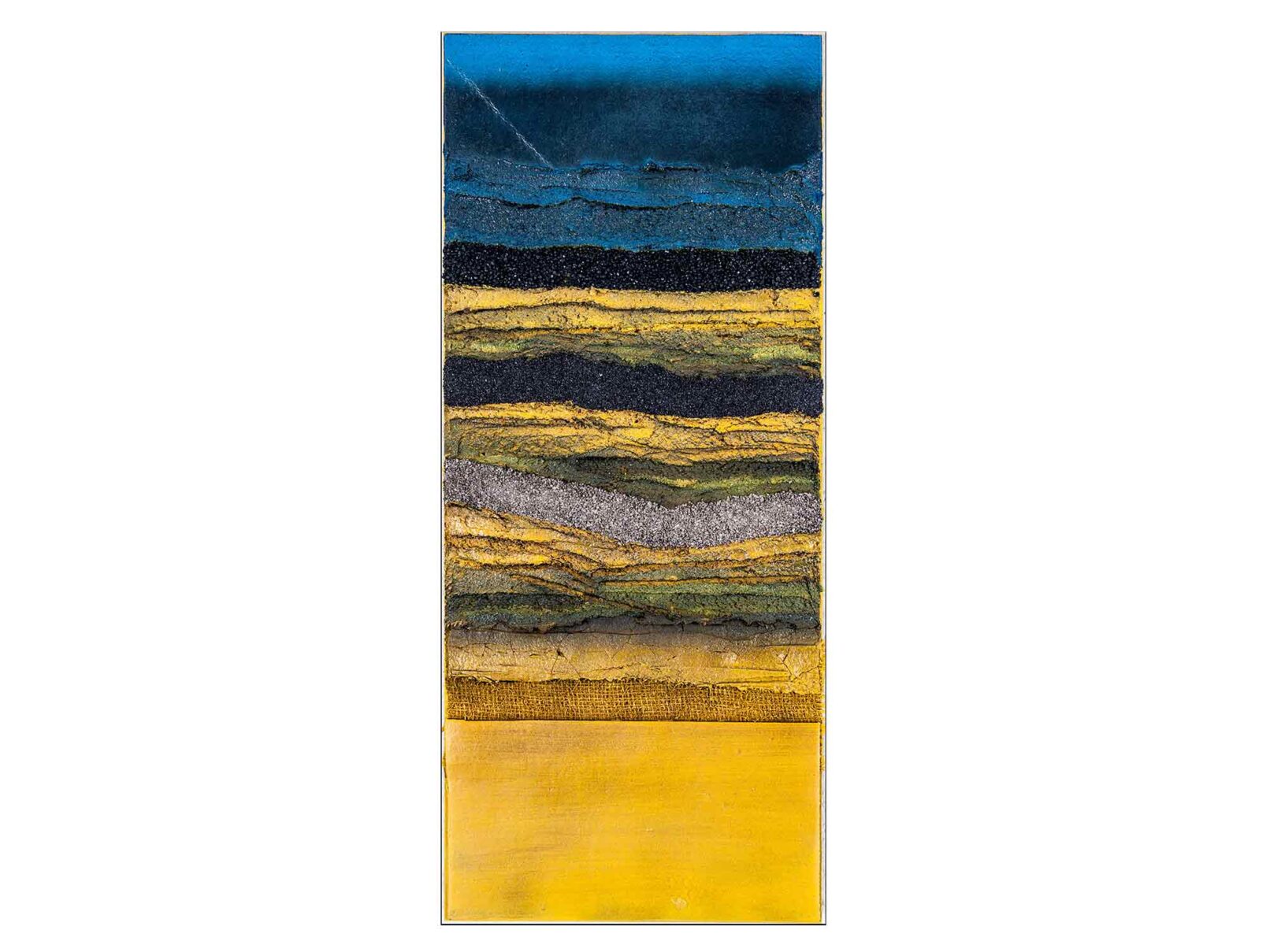 99 Horizonte Dachpappe, Sacktuch, Verputz (Spachtelmasse), Feiner Sand u. Steine 30x70cm