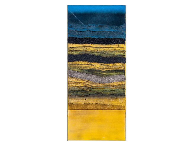 99 Horizonte Dachpappe, Sacktuch, Verputz (Spachtelmasse), Feiner Sand u. Steine 30x70cm